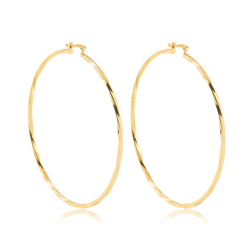 18K Gold Layered Oro Laminado 50 mm Double Texturized Twisted Hoops Wholesale 21.0241